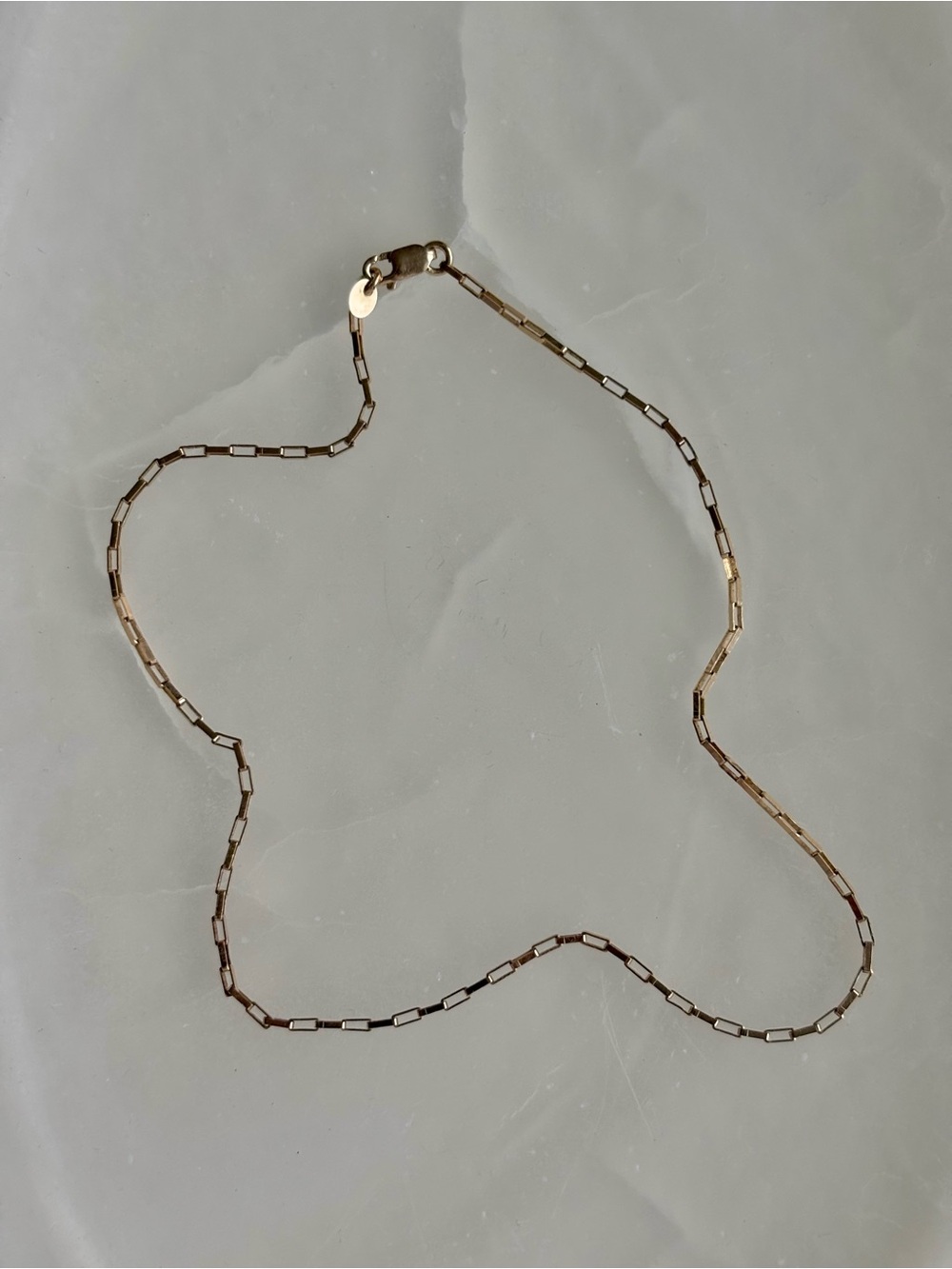 14k Yellow Gold Rectangle Box Link Women's Anklet